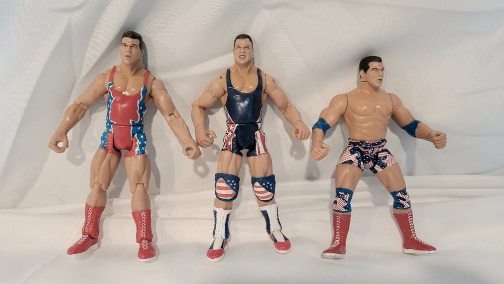 Vintage WWF WWE Kurt Angle Action Figure Lot of 3 USA Wrestling Figures